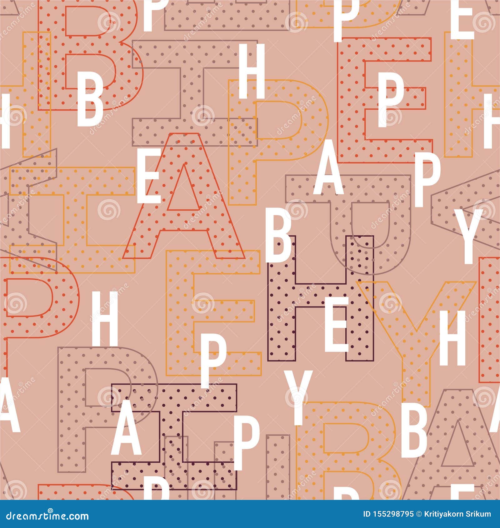 vintyage mood of Ã¢â¬Åbe happyÃ¢â¬Â wording in typo play font.  seamless pattern  , for fashion,web,wallpaper,fabric,